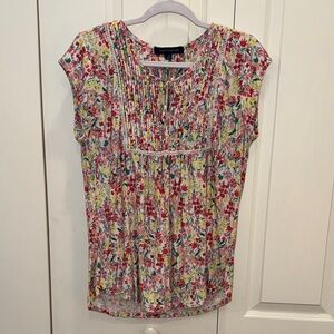 Tommy Hilfiger Floral Pintuck Cap-Sleeve Blouse - Multi-Color